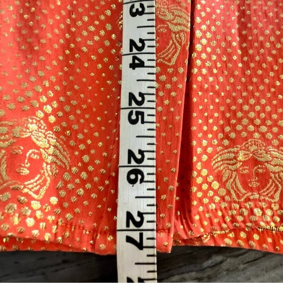 Vintage Silversilk Medusa Head Woven Orange Gold Silk Blouse Made in Korea M - Picture 7 of 14
